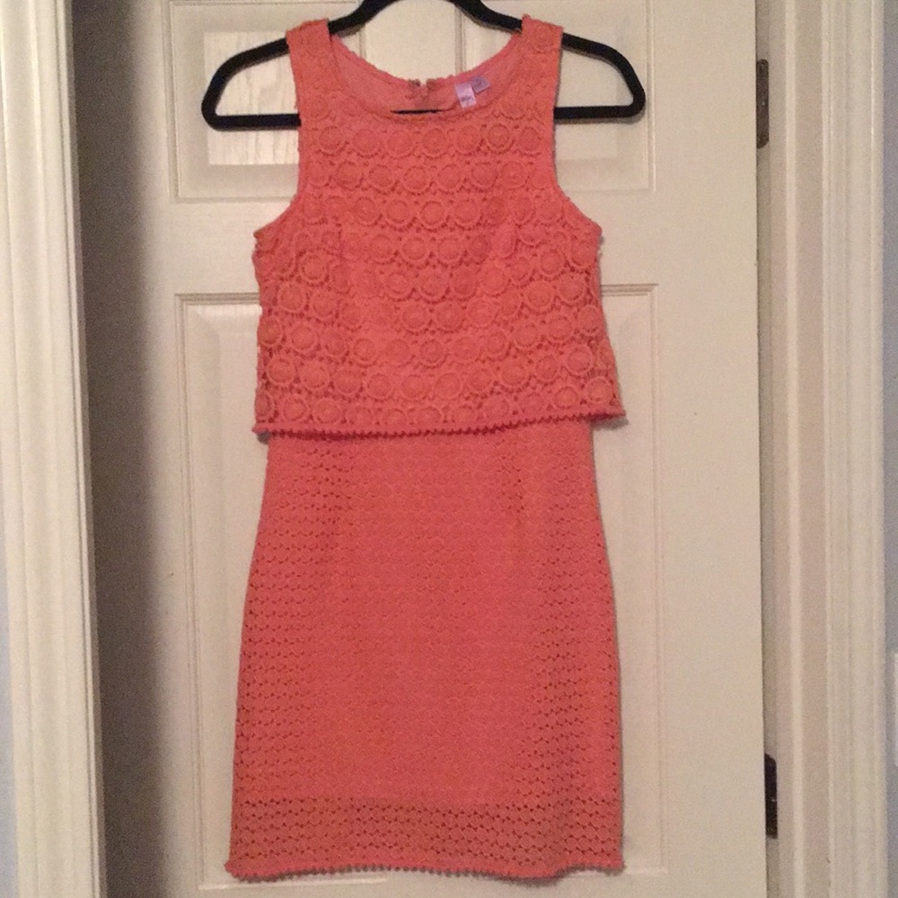 Lace overlay mini dress